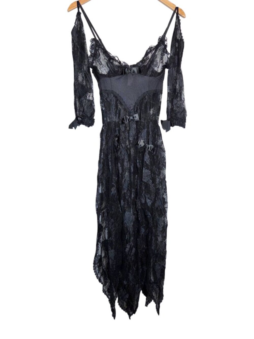 Vintage 80s/90s Black Lace Lingerie Top Dress
